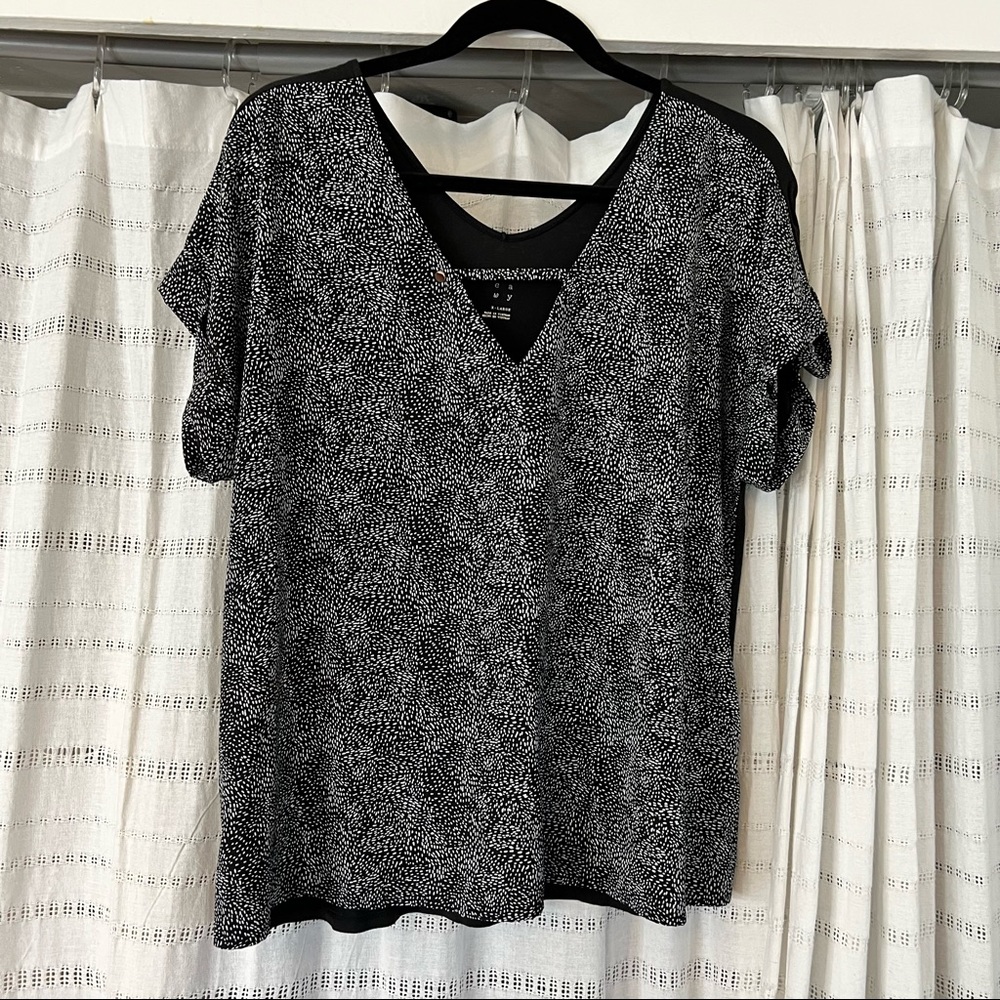 A New Day Black Spotted Work Blouse